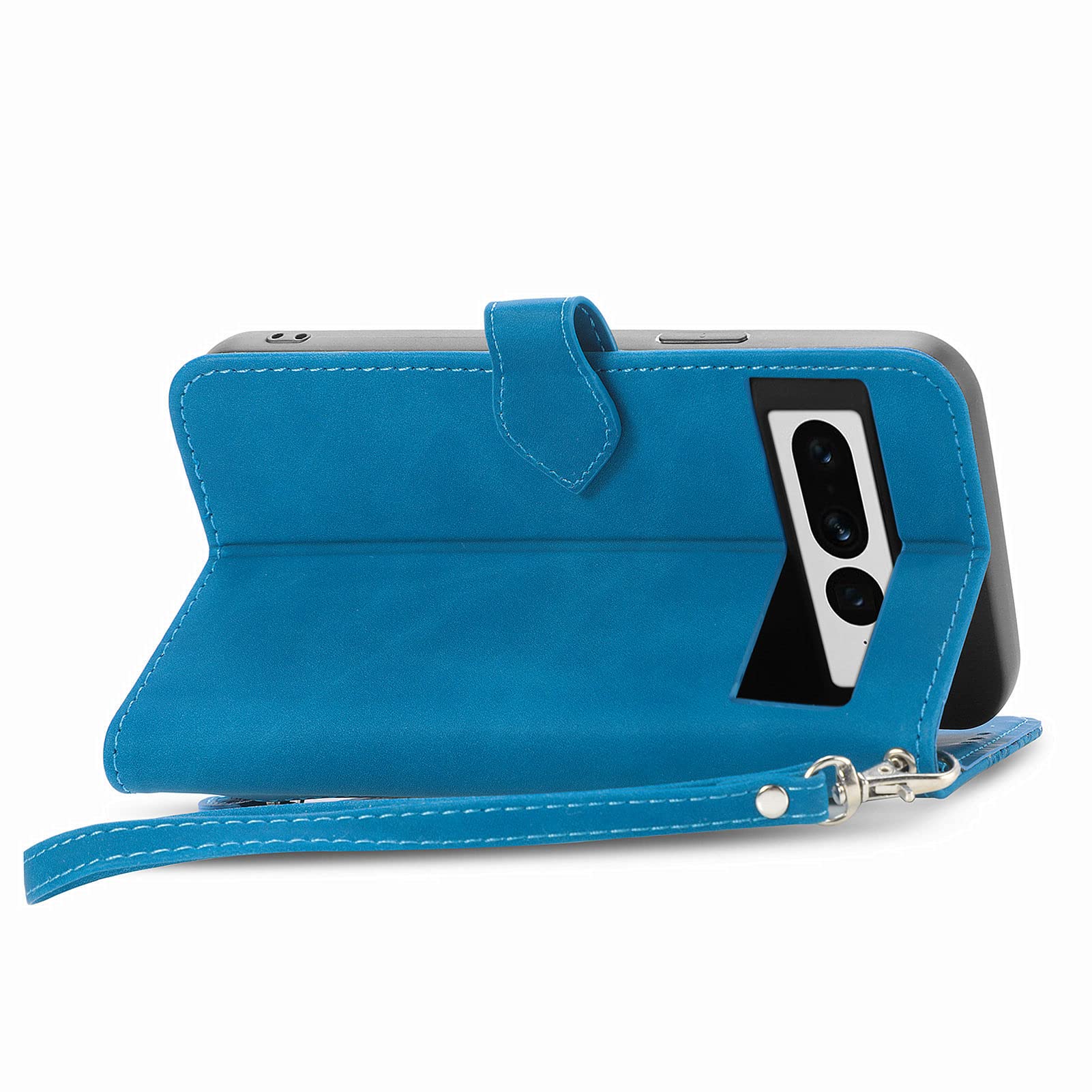 Custodia Portafoglio Per Google Pixel 7a Con Fiori In Rilievo E Tasca Zip - Rosa - 2