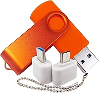 Vista 3 de Mini unidad flash USB de capacidad con 1 OTG (Micro USB) y 1 adaptador tipo C (USB-C) para teléfono móvil (naranja, 256 MB)