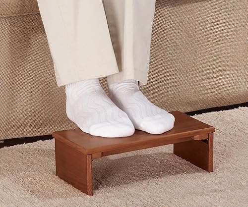 Miniatura 2 de OakRidge Reposapiés portátil compacto patas plegables para almacenamiento o viajes acabado de madera de caoba