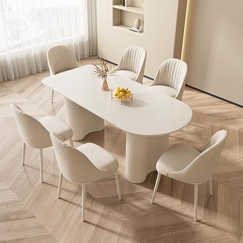 Miniatura 23 de Juego de mesa de comedor para 4, mesa de cocina moderna con 4 sillas, juego de mesa de comedor para cocina, comedor, hogar y oficina (mesa blanca de