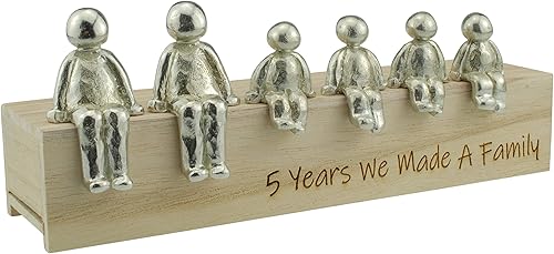 Idea para el 5 aniversario  5 Years We Made A Family Metal Ornament  Elige tu combinación familiar (4 niños)