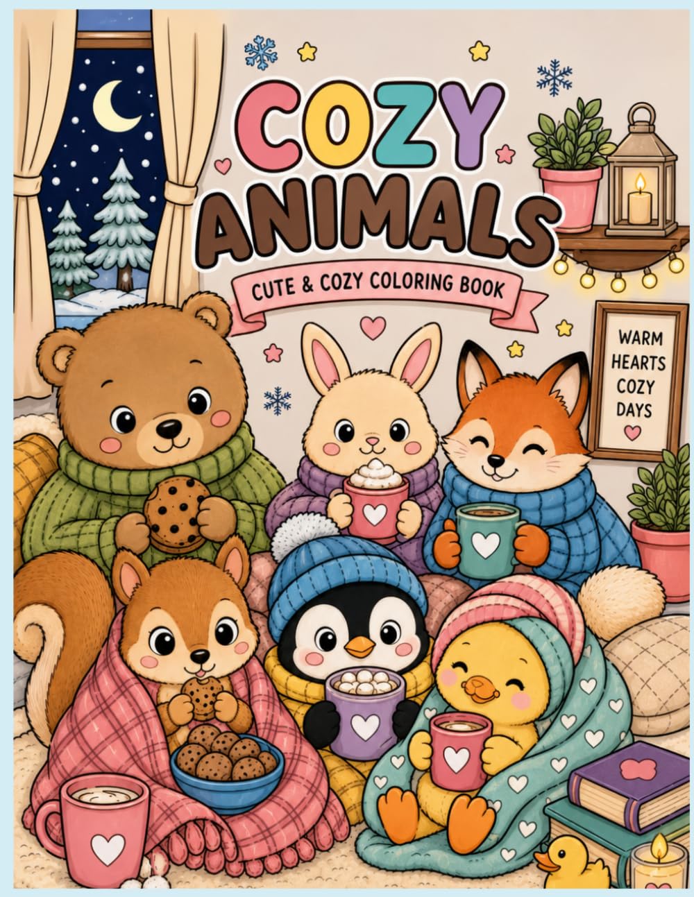 Cozy Animals Coloring Book: 40 Cute & Relaxing Cozy Animal Scenes for Stress Relief, Mindfulness & Creative Fun