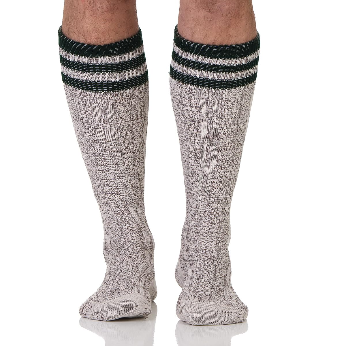 Harrys-Collection Herren Trachten-Kniestrümpfe - Traditionelle Haferlsocken mit Zopfmuster Bequemer Umschlag, Gr. 41-48, 1 Paar