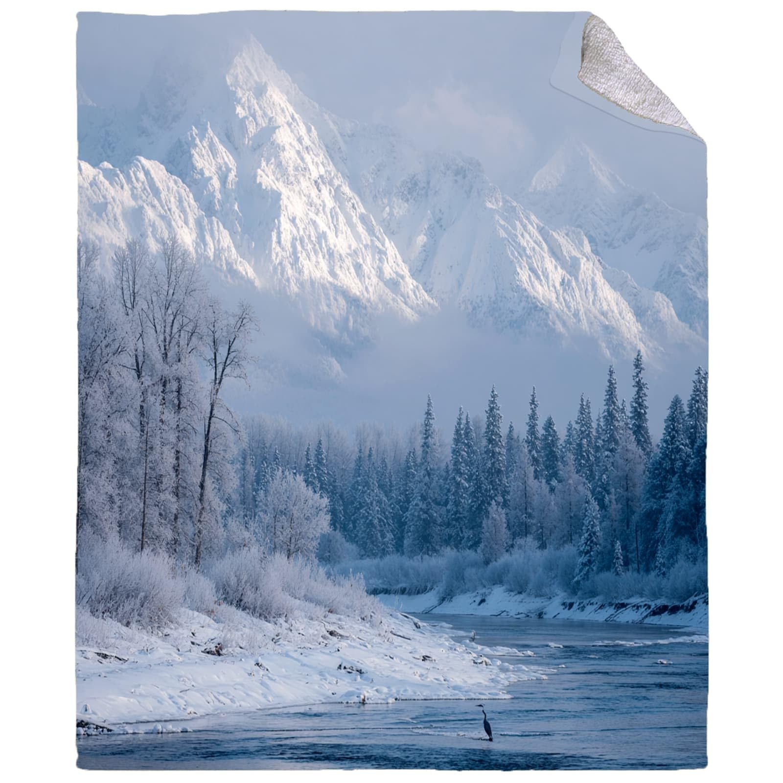 Générique Plaid Couverture Polaire Flanelle en Microfibre, Paysage de Montagne en Hiver Couverture lit Jeté de Canapé 2 Personnes, Blanc Plaid Fourrure Chaud et Doux en Peluche 180x200 cm