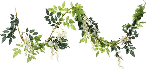 2 guirnaldas artificiales de seda de 6.6 pies, flores artificiales de seda colgantes, hojas verdes, hiedra para el hogar, jardín, boda, decoración