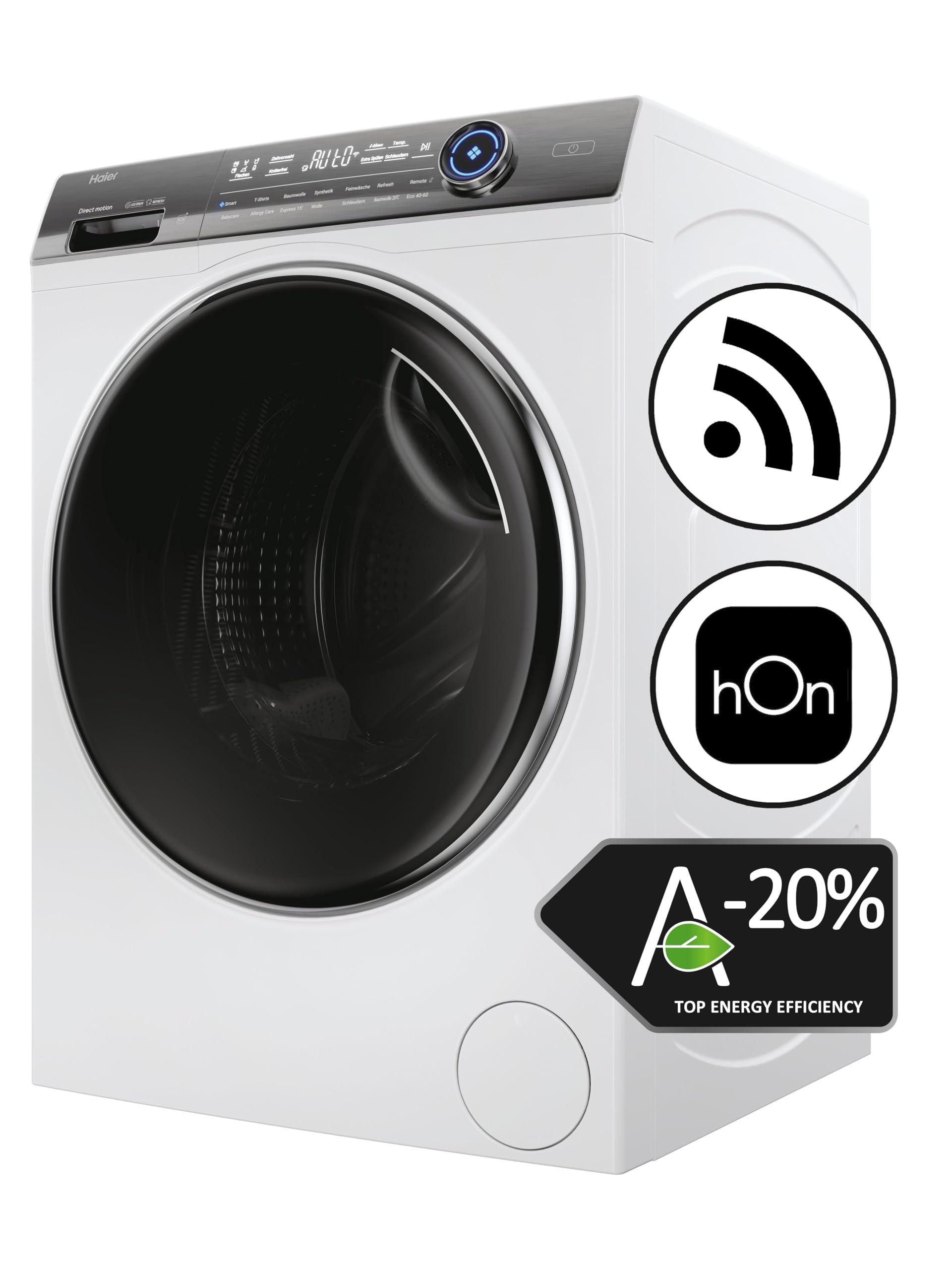 Haier Frontlader Waschmaschine 12kg I-PRO Serie 7 Plus HW120-B14979EU1 | 20% effizienter als Klasse A, Smart Home - Wi-Fi & hOn App, Direct Motion Motor, Refresh-Programm & Fleckenoptionen