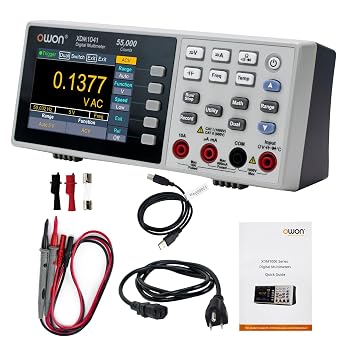 OWON Desktop Digital Multimeter with 3.5-inch LCD Display, Measures AC/DC Current, Voltage, and Temperature with True RMS Capability,Designed for Laboratories, Instruments, and Factories XDM1041