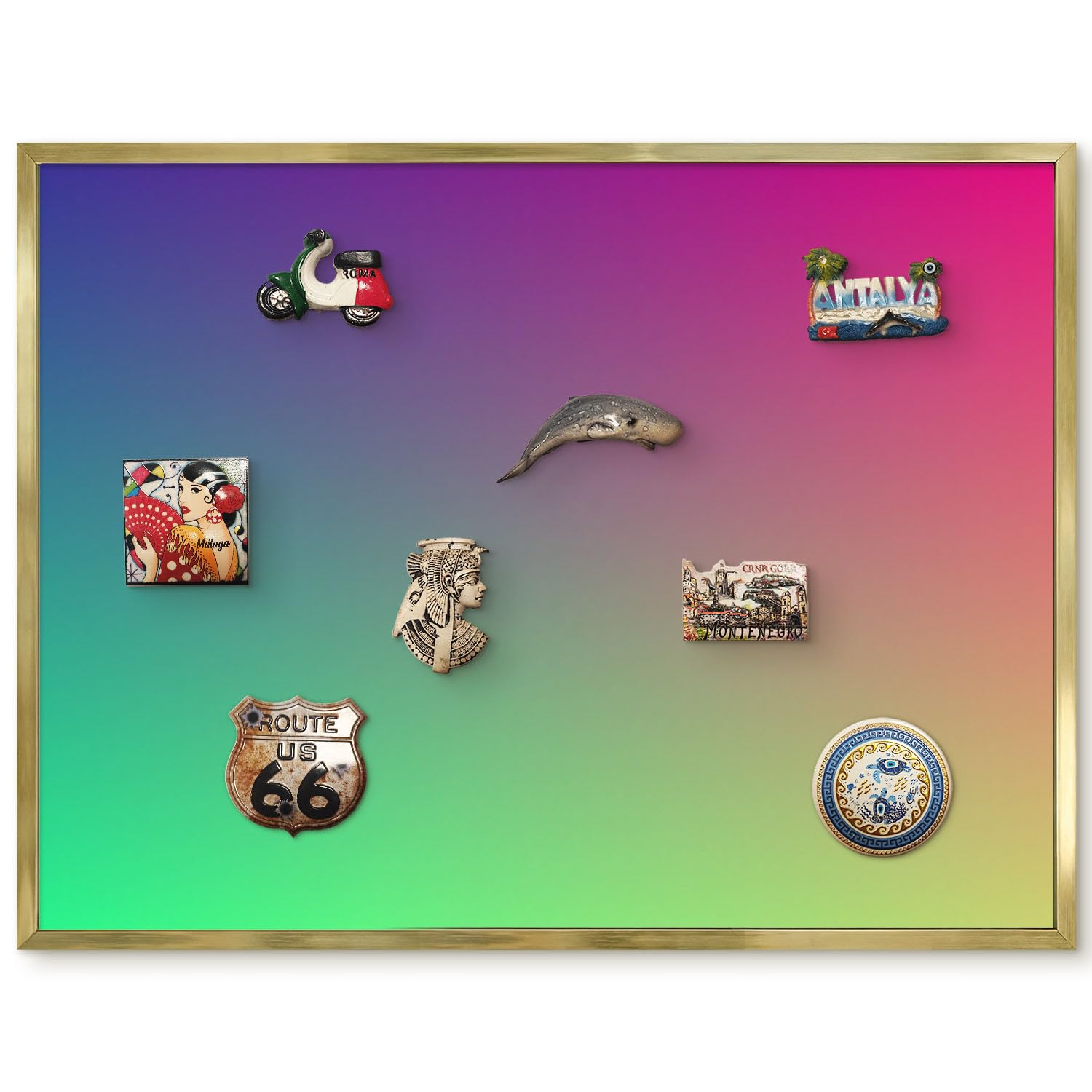 Planner Settimanale per Home Office 80x60 gradiente colorato Cornice Oro | Bacheca Magnetica | Pannello Calamitato | da Parete | Organizer | Planning Ufficio | Calamite | Porta Foto | Lista Spesa