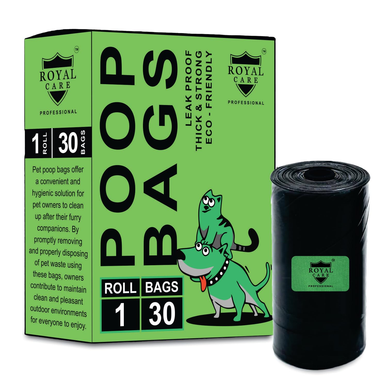 ROYAL CARE PROFESSIONAL Poop Bags for Dog Wasts Bags, Pack of 1 (30 Bags) Extra Thick Strong 100% Leak Proof Dog Waste Bags (Pack of 1, Black 30 Bags) (B0CRHFP1XD) Amazon Price History, Amazon Price Tracker