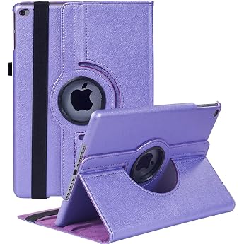 iPad 9.7 2018 2017 / iPad Air 2 / iPad Air 1 Case, iPad 9.7 Inch 6th and 5th Generation, Lightweight, Notebook Type, 360 Degree Rotating Stand, Auto Sleep Function, 3 Adjustable Levels, Fixed Band