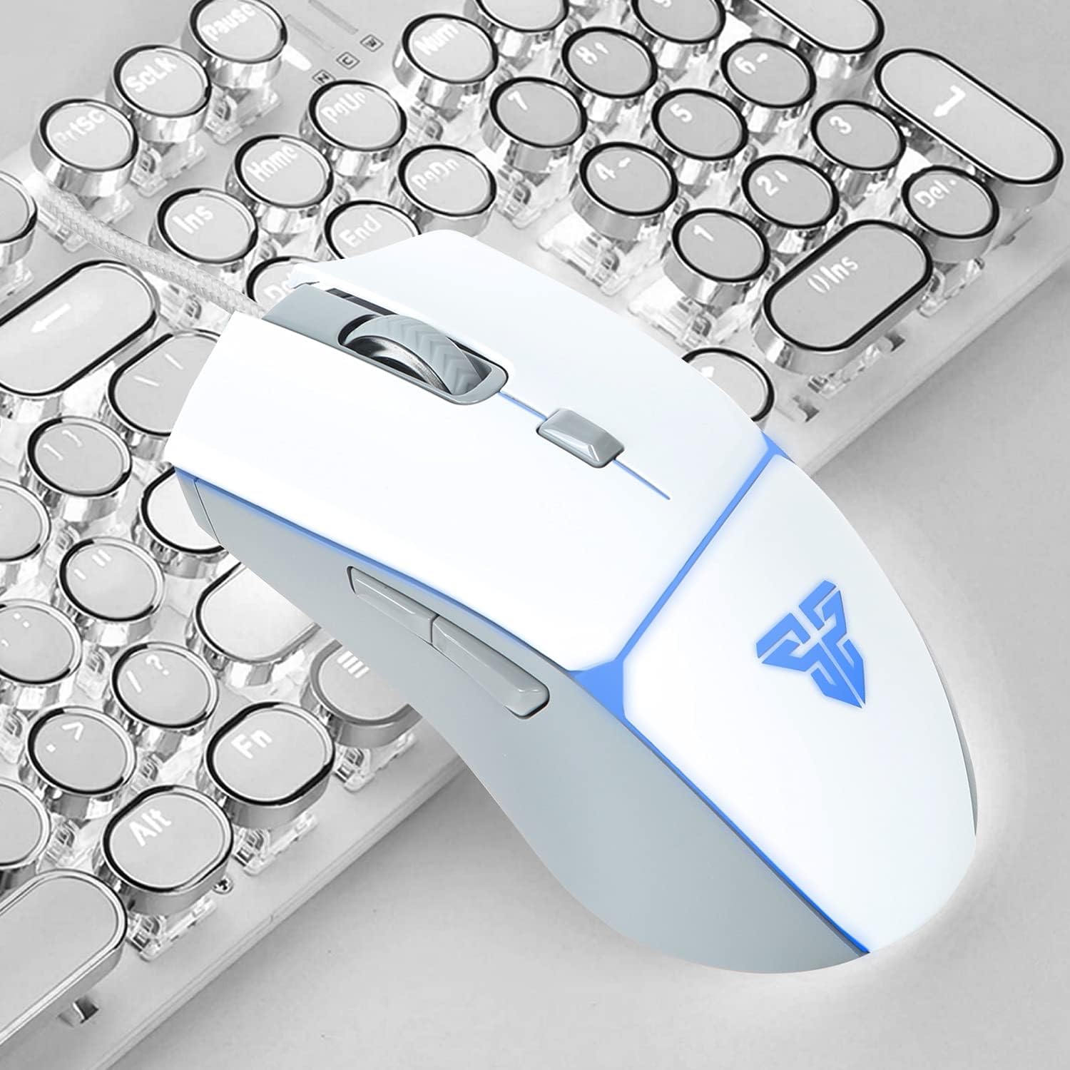 FANTECH Lightweight Wired Gaming Mouse White 8000DPI Optical Computer Mouse,4 RGB Backlit Modes, 6 programmable Buttons,Ergonomic Gamer Laptop PC Mice