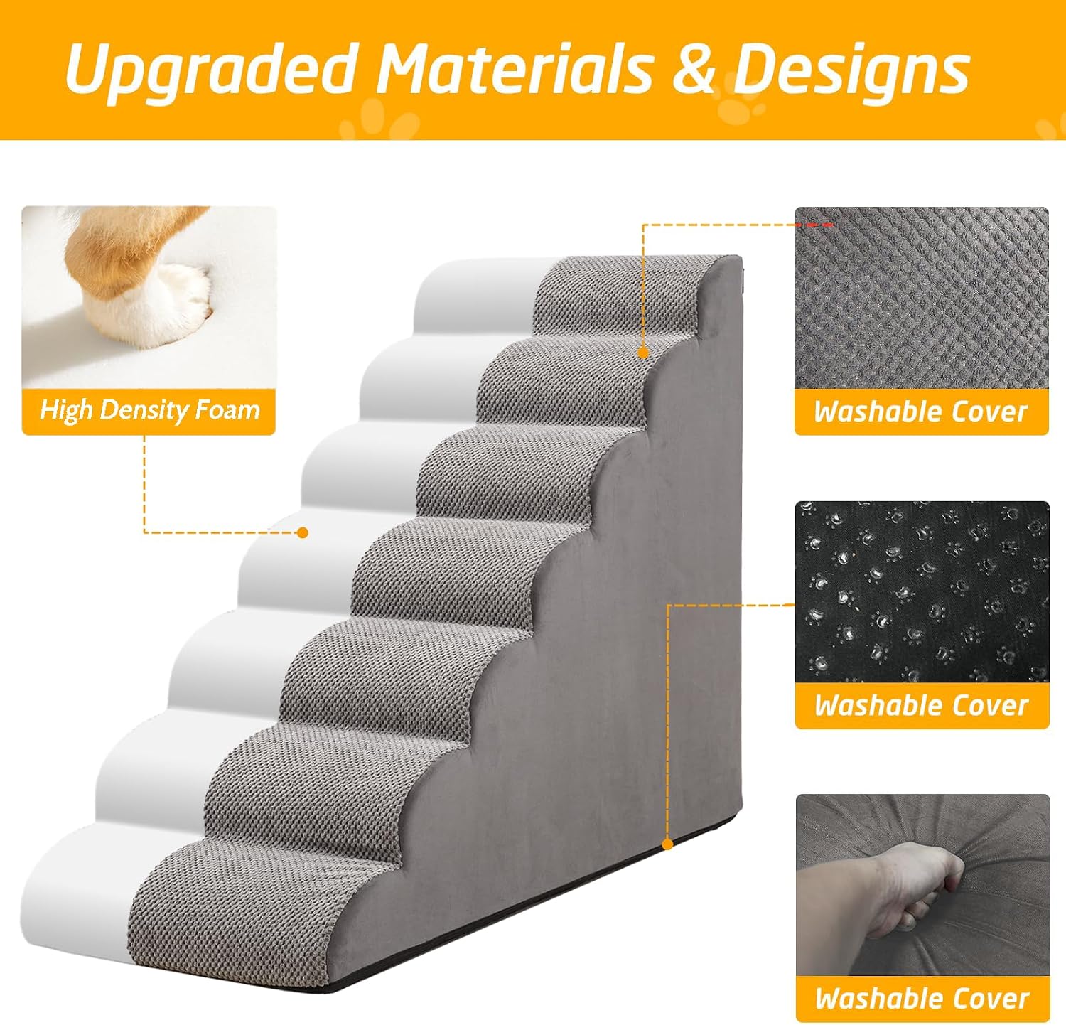 35" H Dog Stairs for Small and Medium Dogs 7-Step Ramps for High Beds and Couch Non-Slip Extra Wide Pet Stairs for Old Dogs and Puppy and Cat - Stable & Durable with Machine Washable Cover Indoor thumbnail