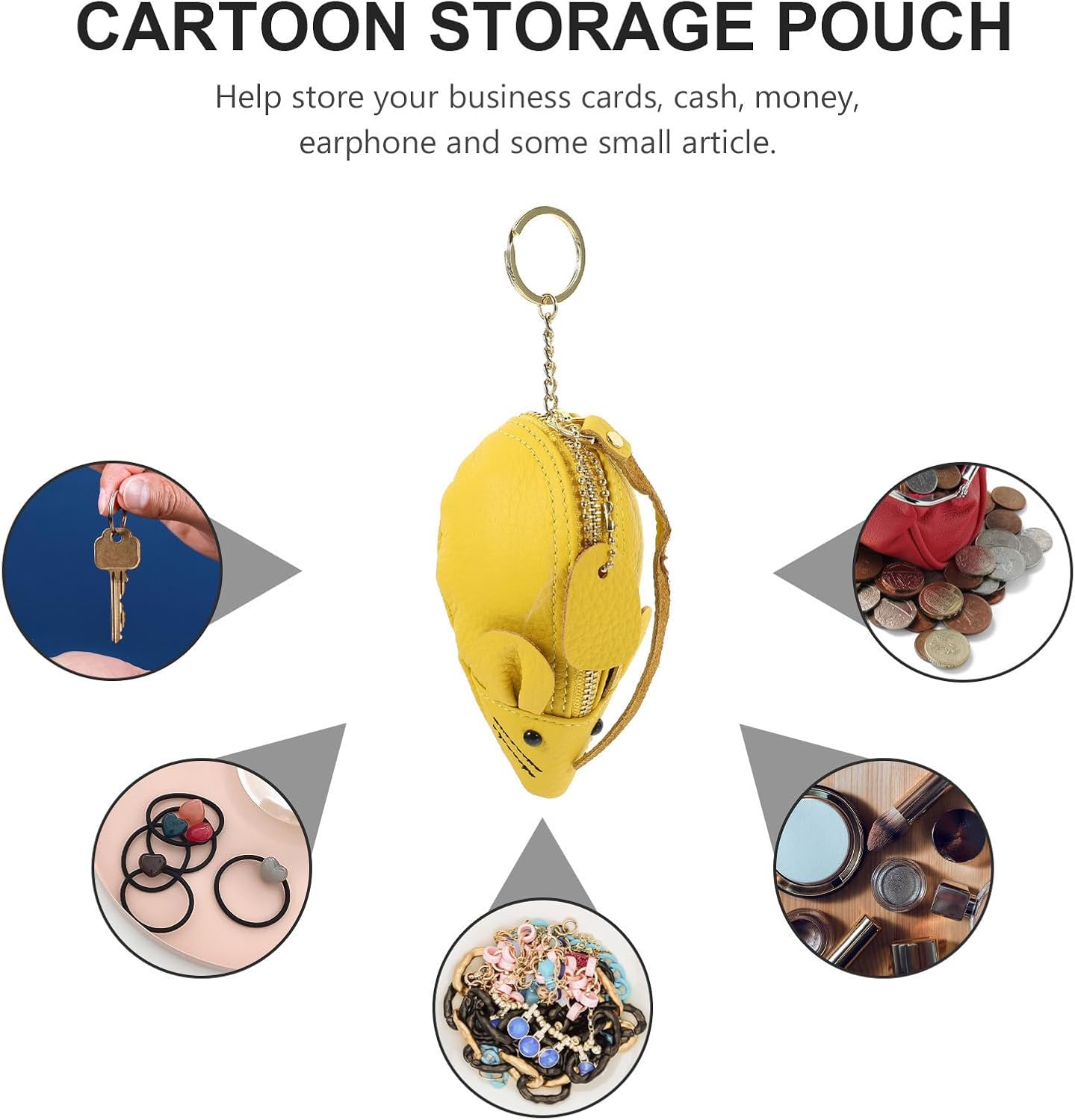 Cartoon Change Pouch Portable Green PU Polyester Coin Purse
