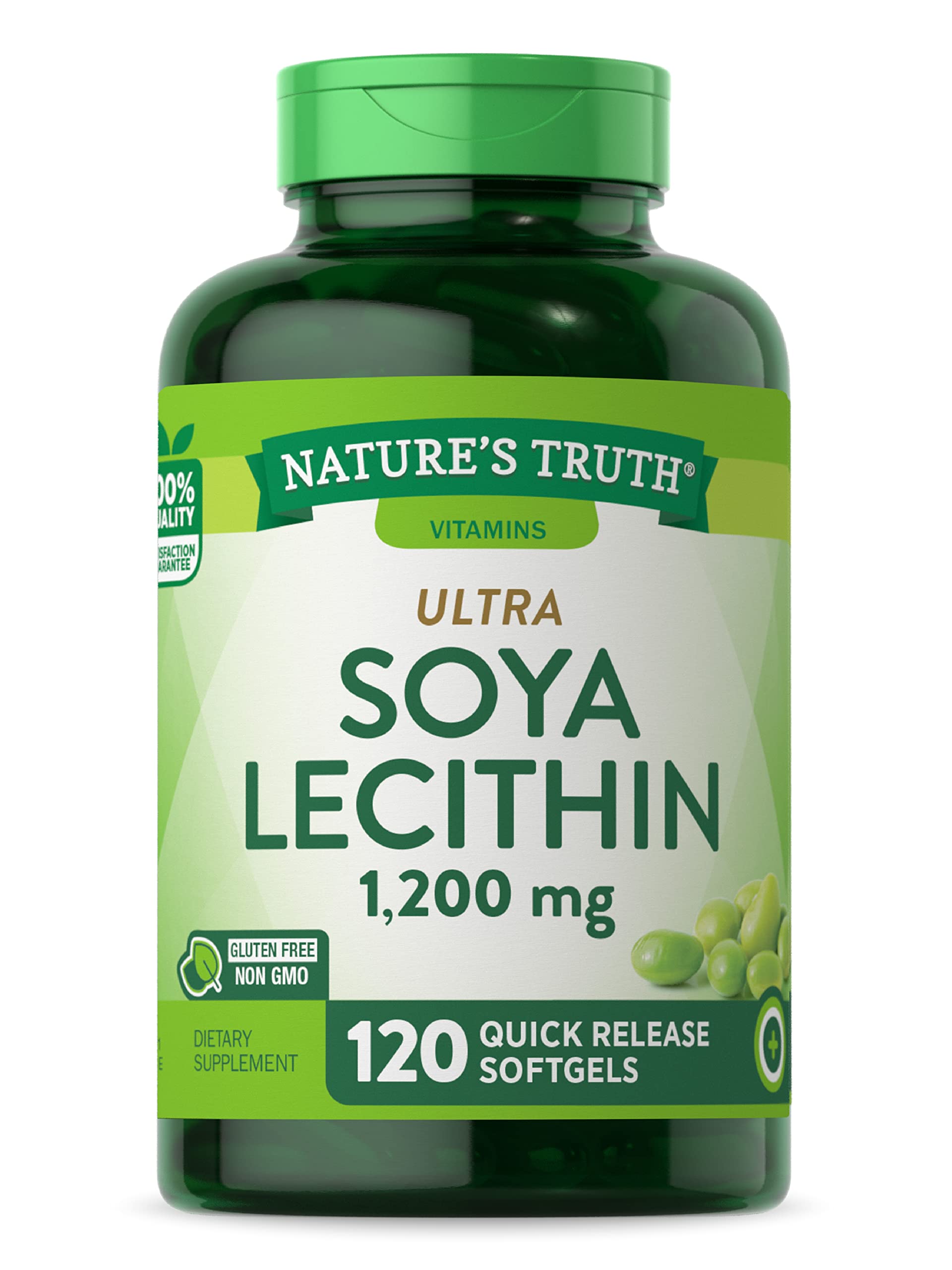 Nature's Truth Ultra Soy Lecithin 1200mg Capsules 120 Softgels, NonGMO & Gluten Free Supplement