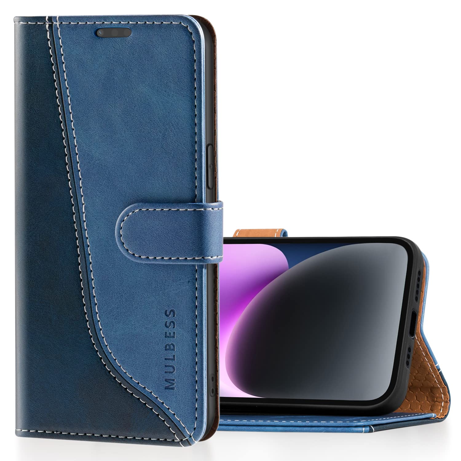 Mulbess Cover per Google Pixel 6, Custodia Sintetica in Pelle, Tasca Slot Carta, Supporto Stand, Magnetica Chiusura Case, Elegante Diamante Blu