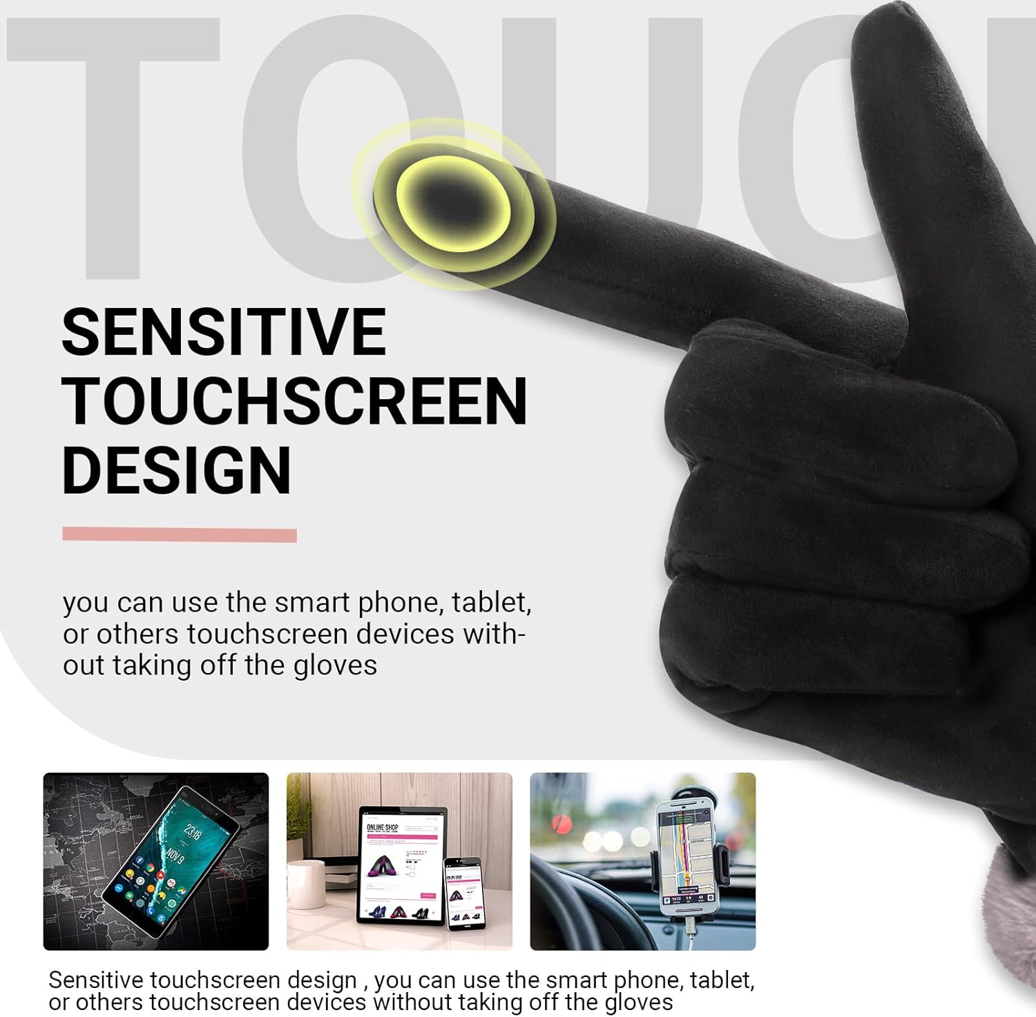 JaGely 6 Pairs Gloves for Women Cold Weather Winter Fleece Warm Driving Suede Gloves Soft Texting Windproof Touchscreen Mittens Thermal Elastic Mittens,6 Colors - Image 4