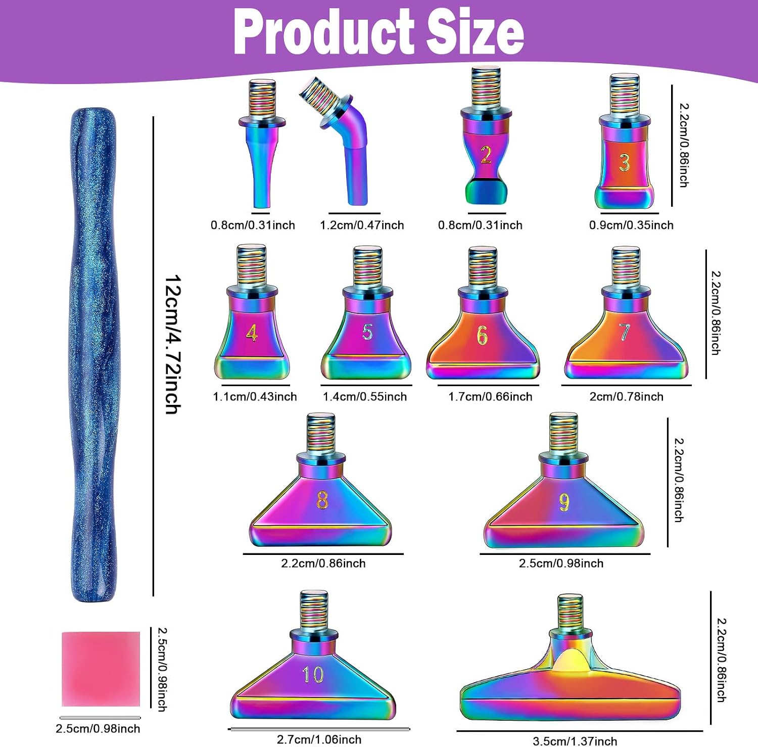 Snewvie Diamond Painting Pen Accessories Tools Set,3PCS Glitter Diamond Art Pen and 12Pcs Colorful Metal Screw Thread Multi Placer Tips,Resin Diamond Painting Drill Pens for DIY Diamond Art image 5