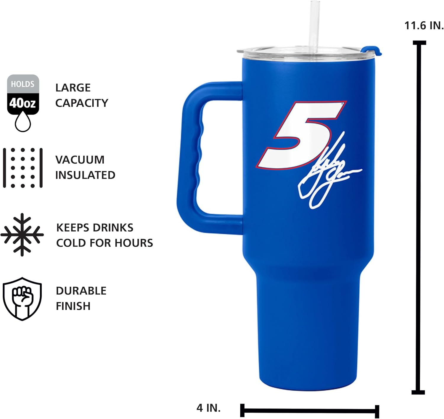 Logo Brands NASCAR 40oz Flipside Powder Coat Tumbler – 40oz Vacuum Insulated Tumbler, Long-Lasting Durable Finish, NASCAR Racing Design – Great for Travel and Outdoor Events