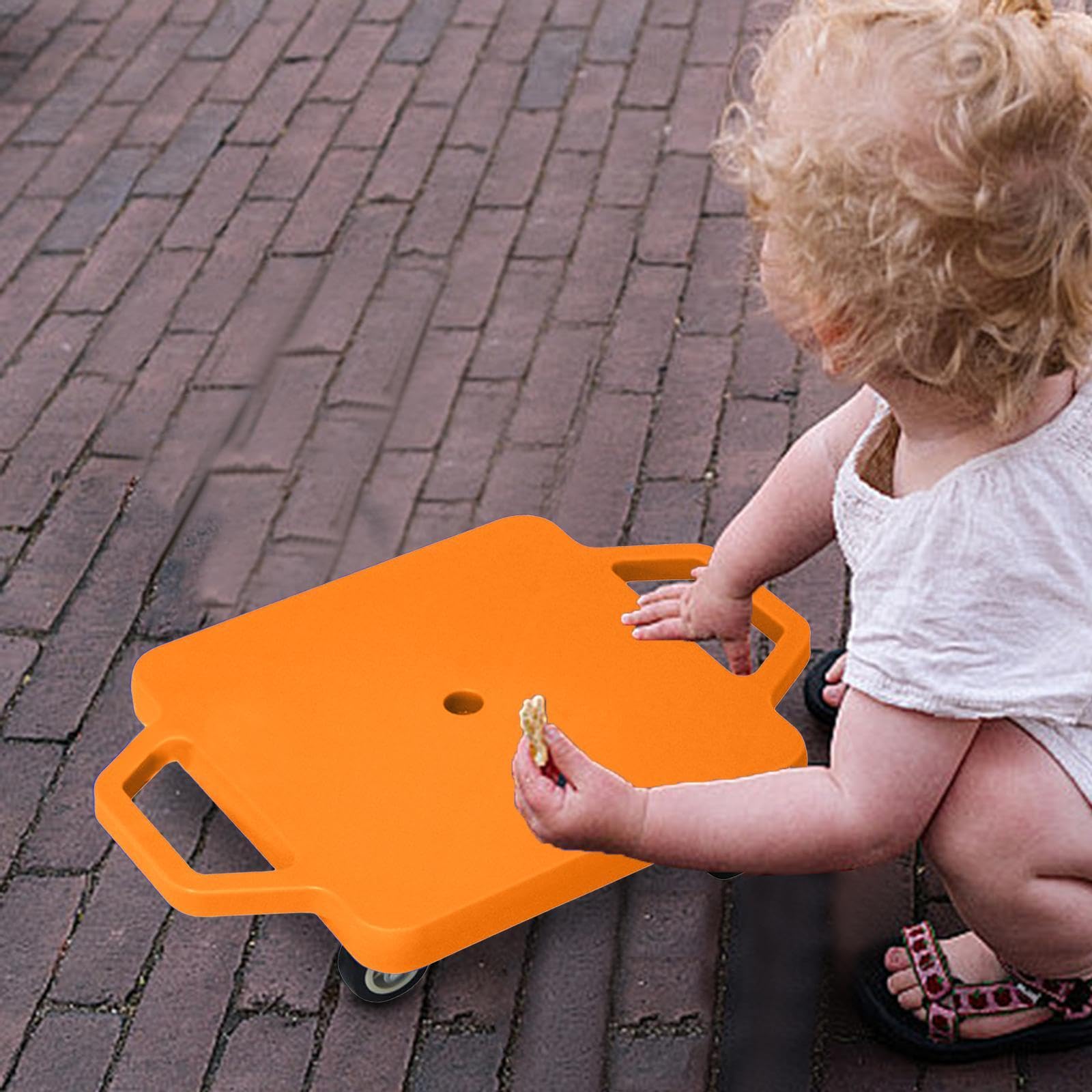 Vaveren Sports Scooter Board with Handles with Rollers Physical Education 11.2 Inches for Park Home Gym Outdoor Activities Playground, Orange