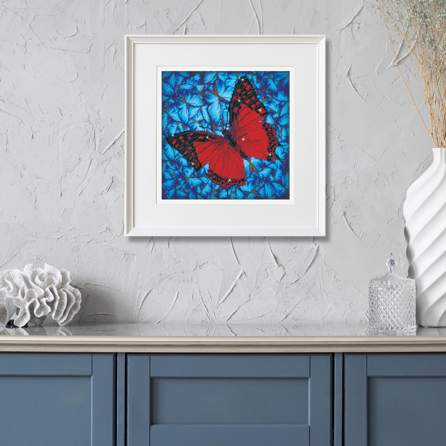 DIAMOND DOTZ Flutterby Red Diamond Painting Kits for Adults - Diamond Art Kits a Relaxing Creative Craft Kit with Dotz Gems 12x12