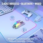 ATTACK SHARK X2 Pro Wireless Gaming Mouse with RGB Charging Dock,Tri-Mode PC Gaming Mice 2.4G/Bluetooth/Wired,Noiseless Mouse RGB Backlit,Transparent Shell,PixArt 3212 4000 DPI,for Win/MAC,White