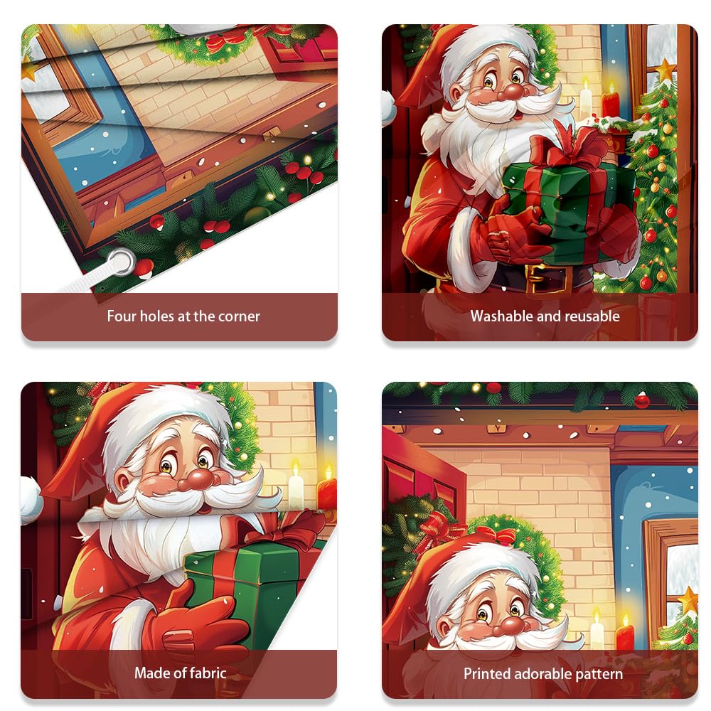 MEHOFOND 2.95x6ft Christmas Door Cover Decoration Santa Claus Christmas Gifts Door Hanging Banner Xmas Door Backdrop Banner Photography Photo Booth Props for Home Door Christmas Decorations - Image 4