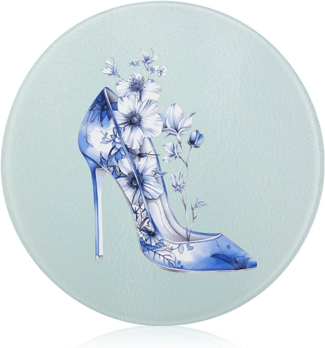 Sexy Blue Heel Flowers Kitchen Cutting Board Glass Chopping Block for Meat Vegetables and Fruits Ideal Home Gifts