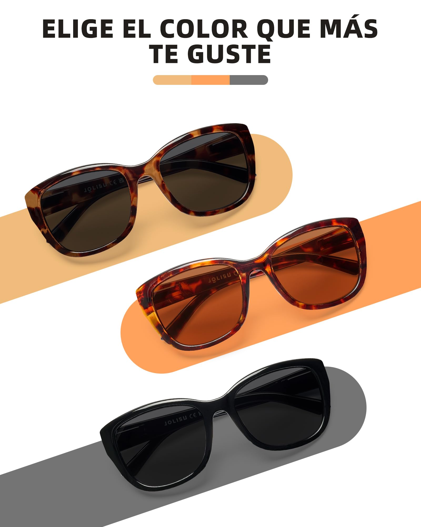 JOLISU Paquete de 3 lentes de sol de lectura para mujeres/hombres, lector solar integrado con protección UV400 para exteriores - 3