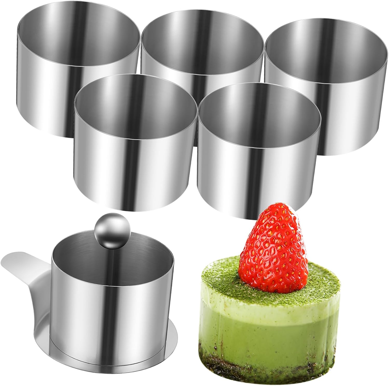 COLLBATH Mousse Cake Molds Round Cake Ring Molds Pastry Dessert Mousse Ring for Cooking Kitchen Baking Tools for Small Desserts Parties