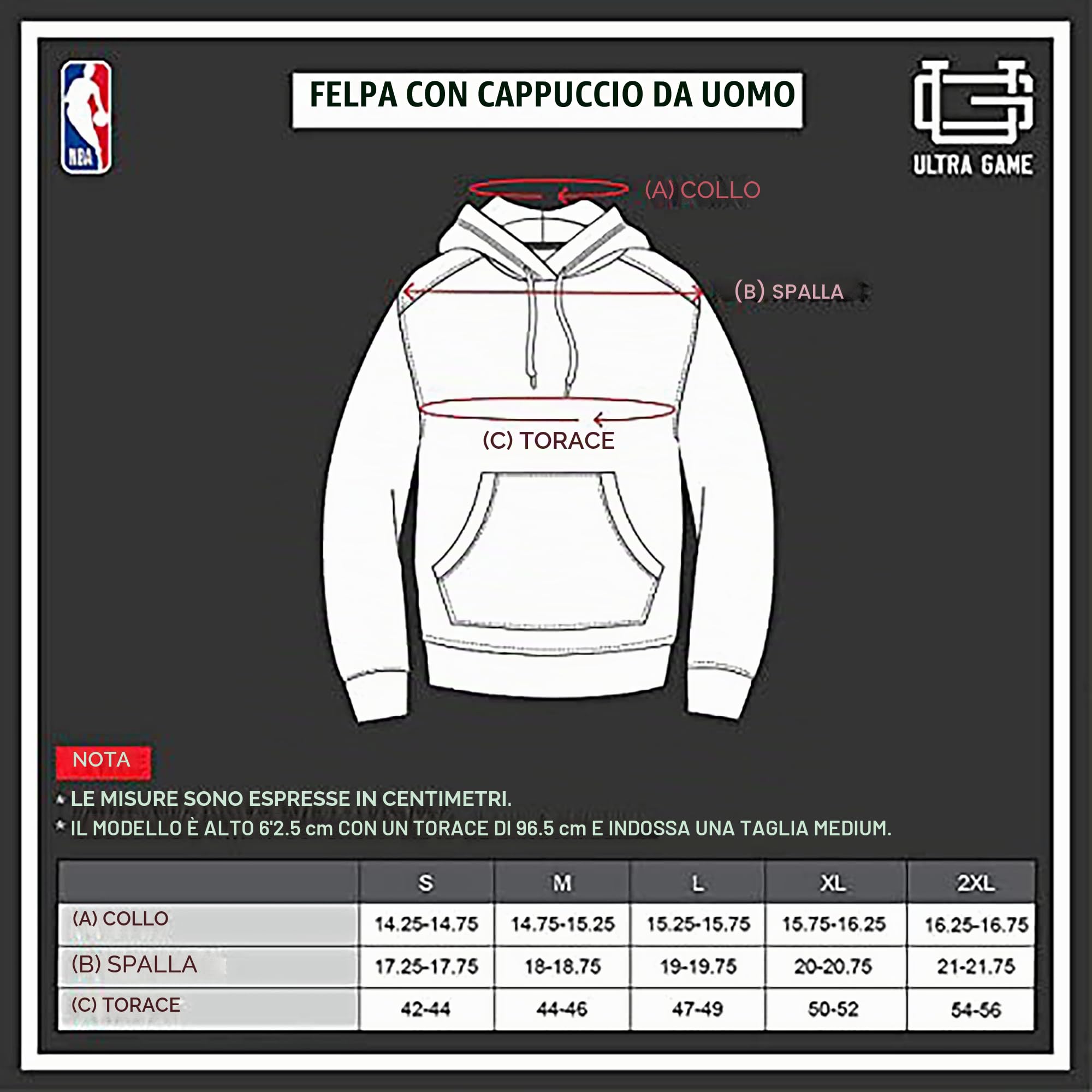 Ultra Game - Felpa con Cappuccio Ufficiale NBA, Super Morbida, da Uomo