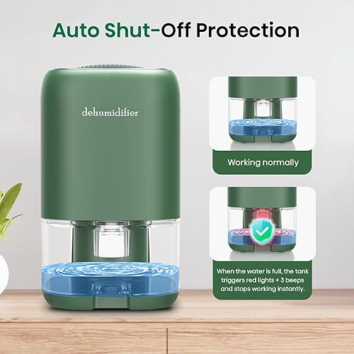 Miniatura 5 de Deshumidificador, deshumidificadores pequeños de 30 onzas para el hogar, silencioso con apagado automático, deshumidificadores portátiles para