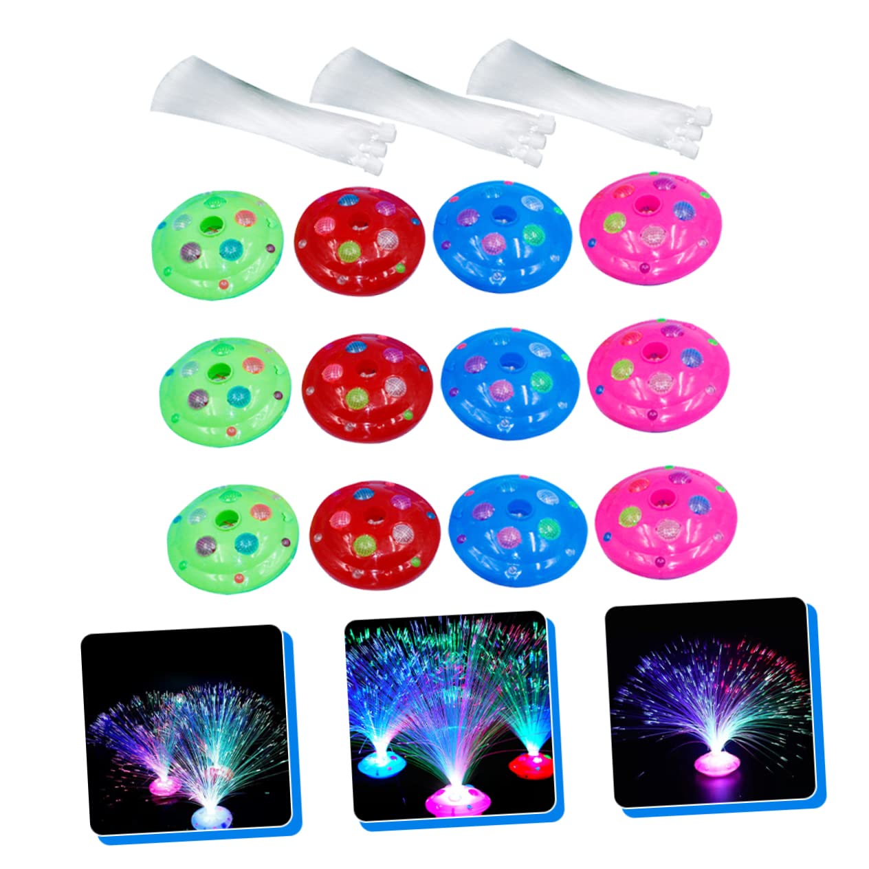 Mipcase 12pcs Led Fiber Optic Lights Christmas Fiber Optic Changing Color Lamp
