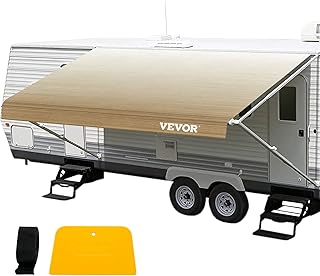 VEVOR RV Awning, Awning Replacement Fabric 17 FT, Brown Fade RV Awning Replacement, 15oz Vinyl Material Replacement Awning, Sun Shade and Waterproof Camper Awning Replacement Fabric