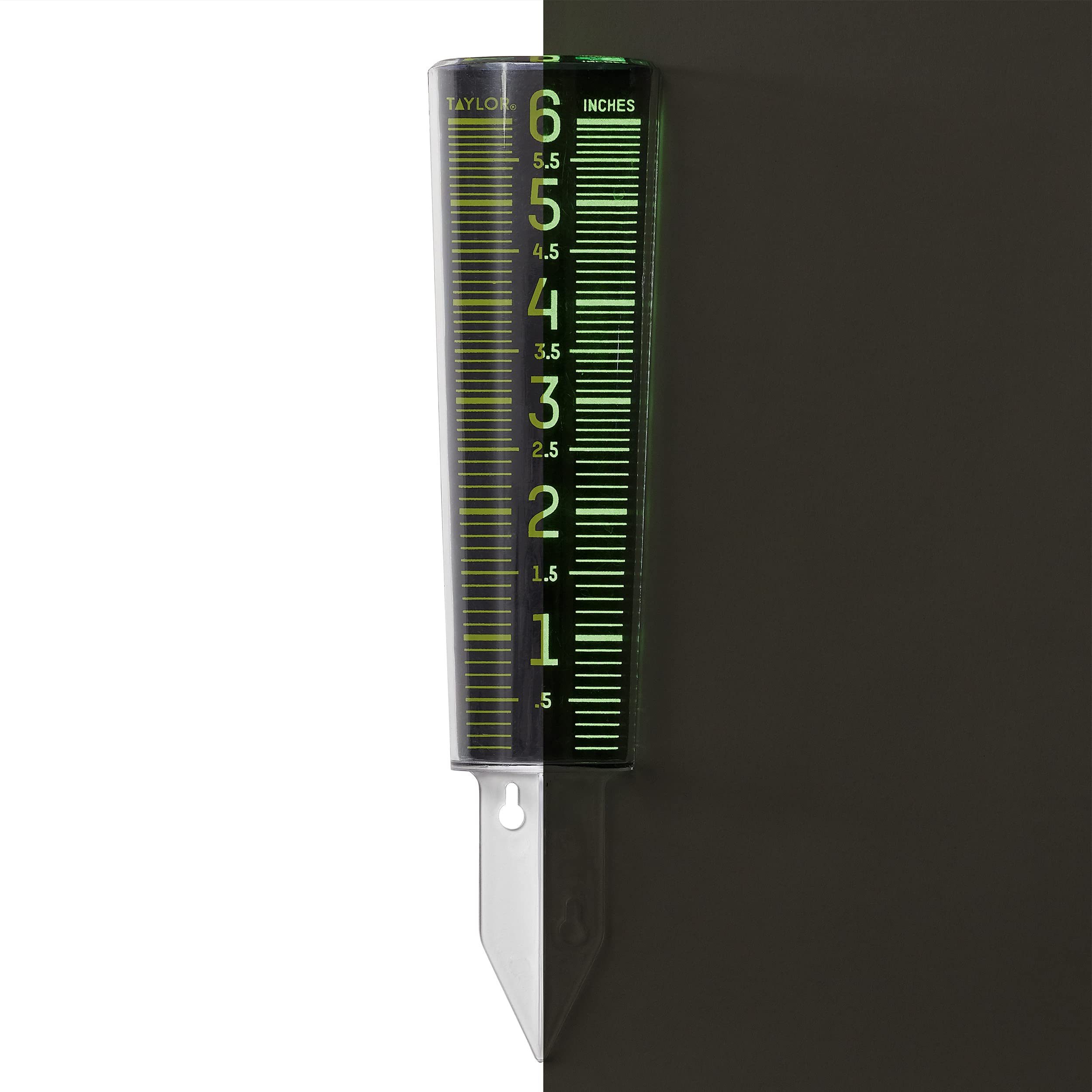 Taylor Precision Products 5288423 Medidor de Lluvia Que Brilla en la Oscuridad, Negro y Verde