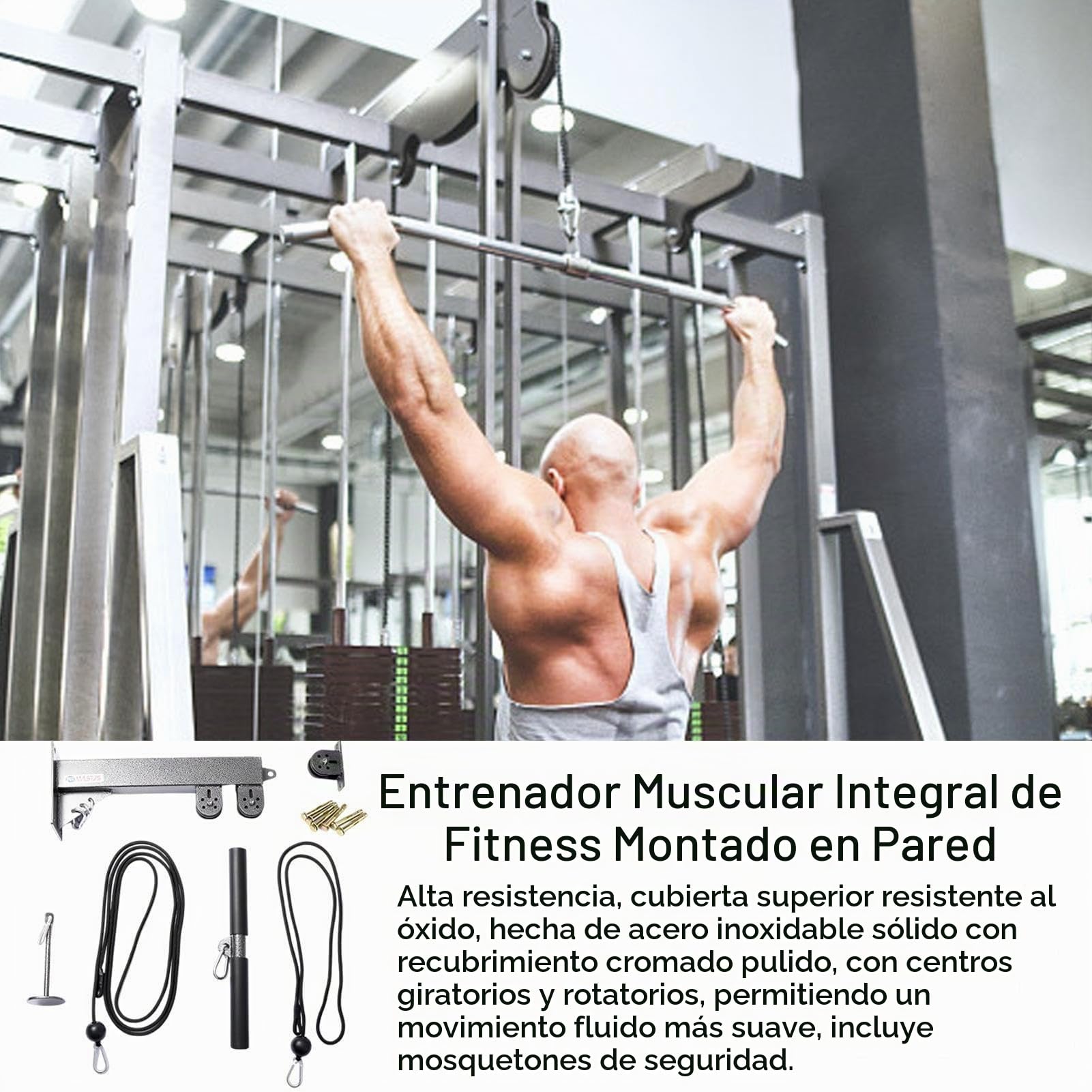 Zankie poleas para Gimnasio en casa - polea Peso montado en la Pared Acero Inoxidable | Equipo la Aptitud la Carga del Transporte 220 Libras, máquina