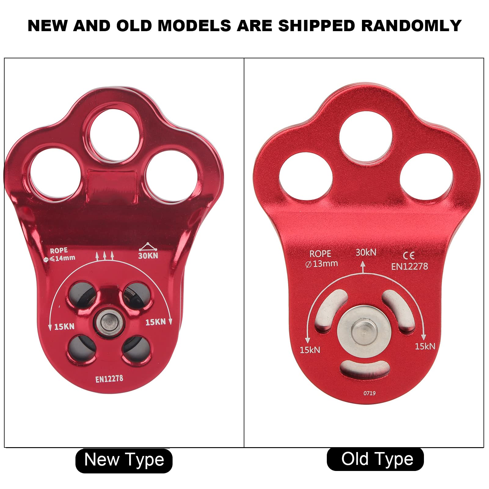 Restokki Climbing Single Pulley Climbing Three Hole Hitch Pulley Climbing Bearing Pulley, Hauling Pulley for Rock Climbing, Rappelling, Zipline Sports etc.