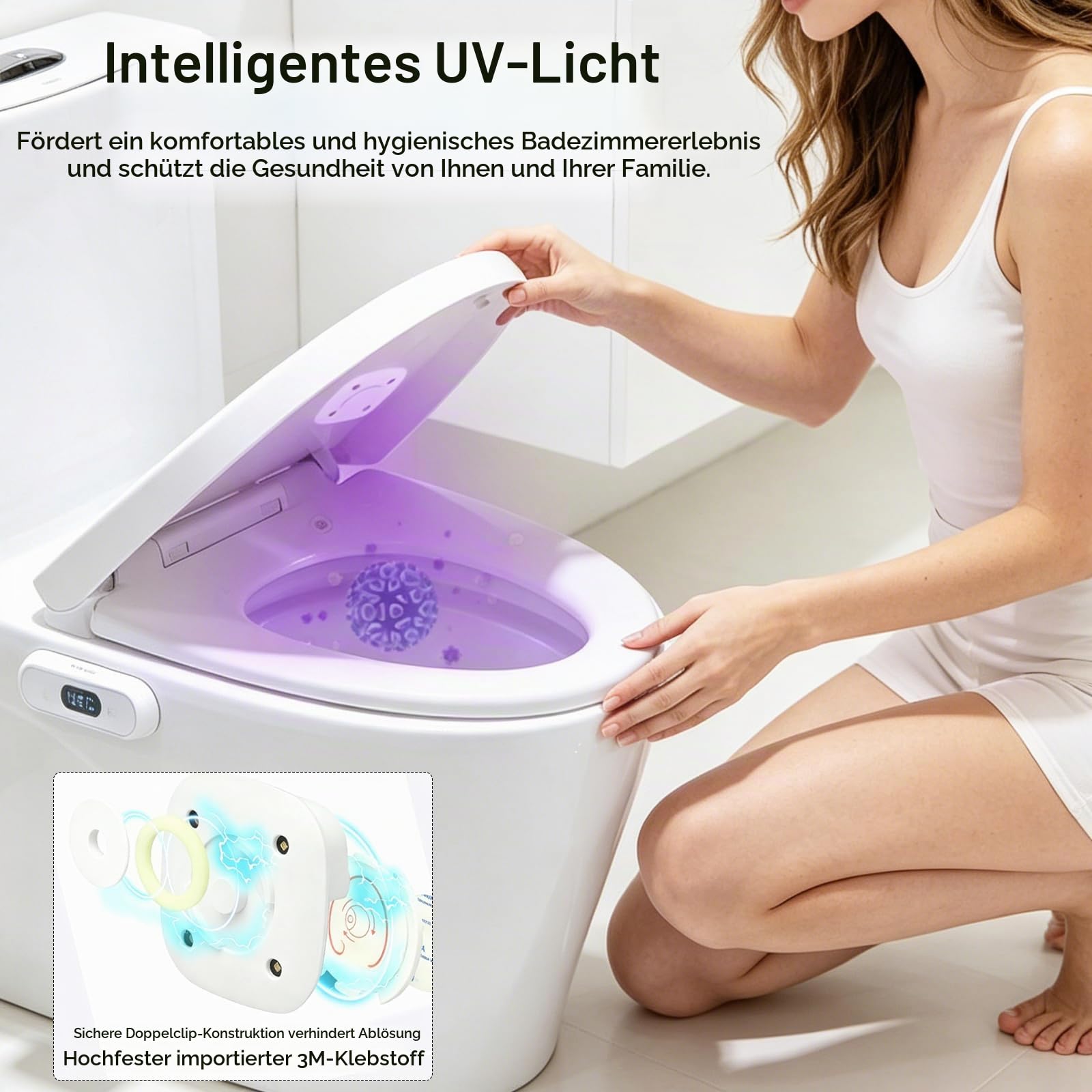 Toilettenreiniger, 4 Stück UV-Lampe für Toilette with UV Disinfection and Motion Sensor 800 mAh IPX4-Wasserdichten Toilettenreiniger mit 4 LED-Perlen für Hygiene im Badezimmer