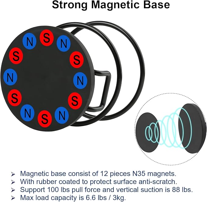 Portavasos Magnético Metálico 8.8 cm Base Fuerte para Vehículos miniatura 5