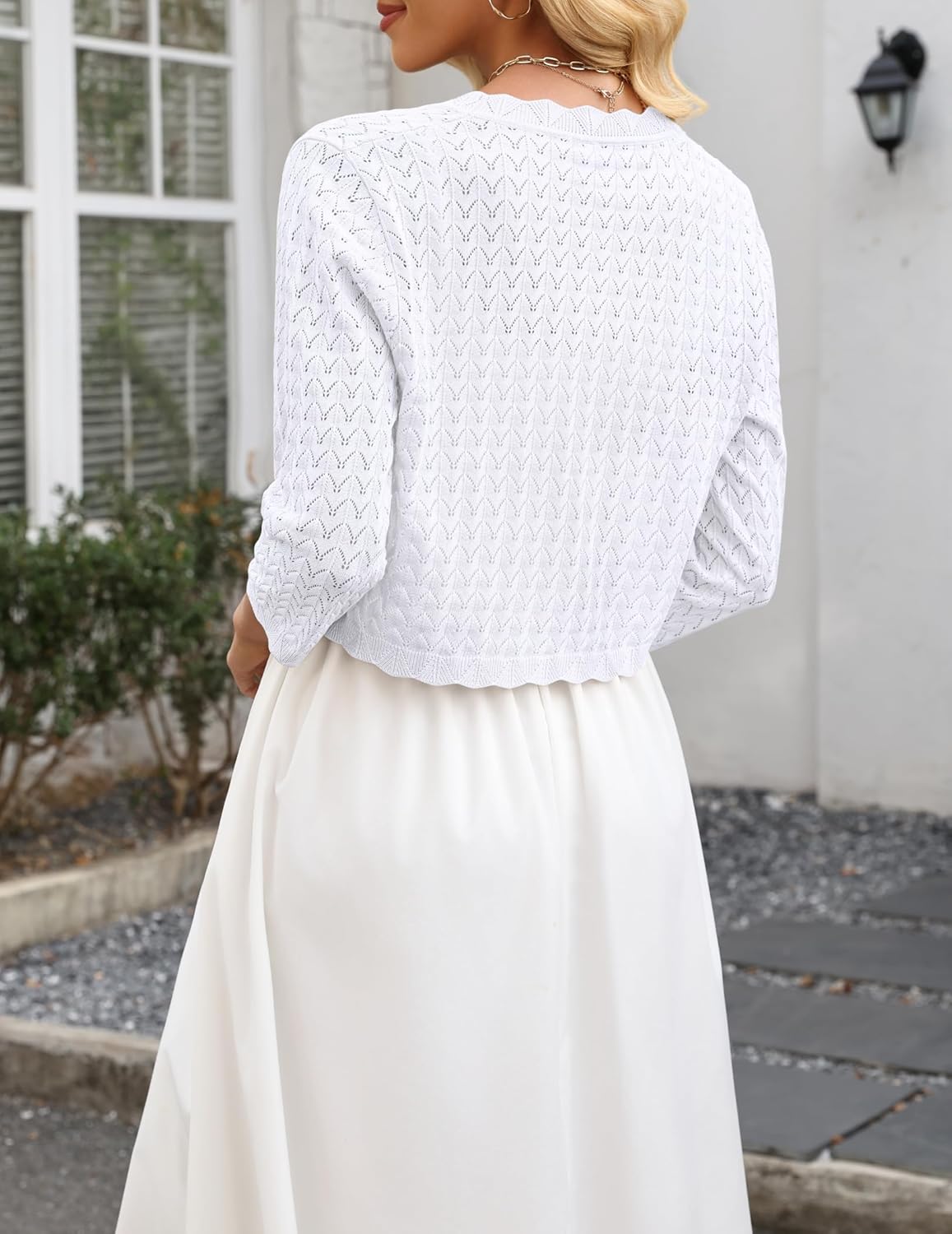 Zeagoo Women's Bolero Shrug Crochet Cropped Cardigan Summer 3/4 Sleeve Lightweight Cardigans for Dress - Image 5