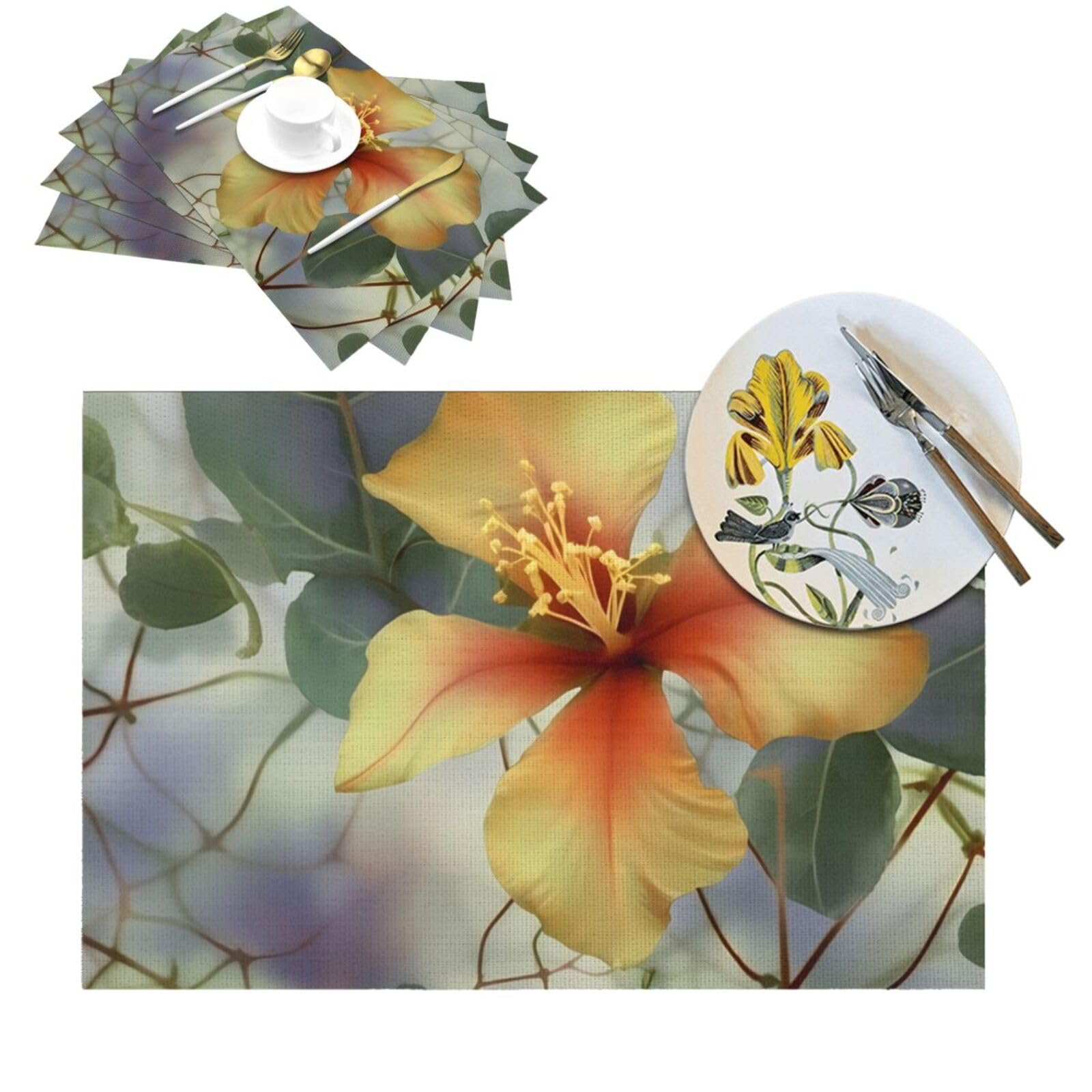 Sets de table en PVC motif eucalyptus vert : l'élégance raffinée et durable pour vos repas