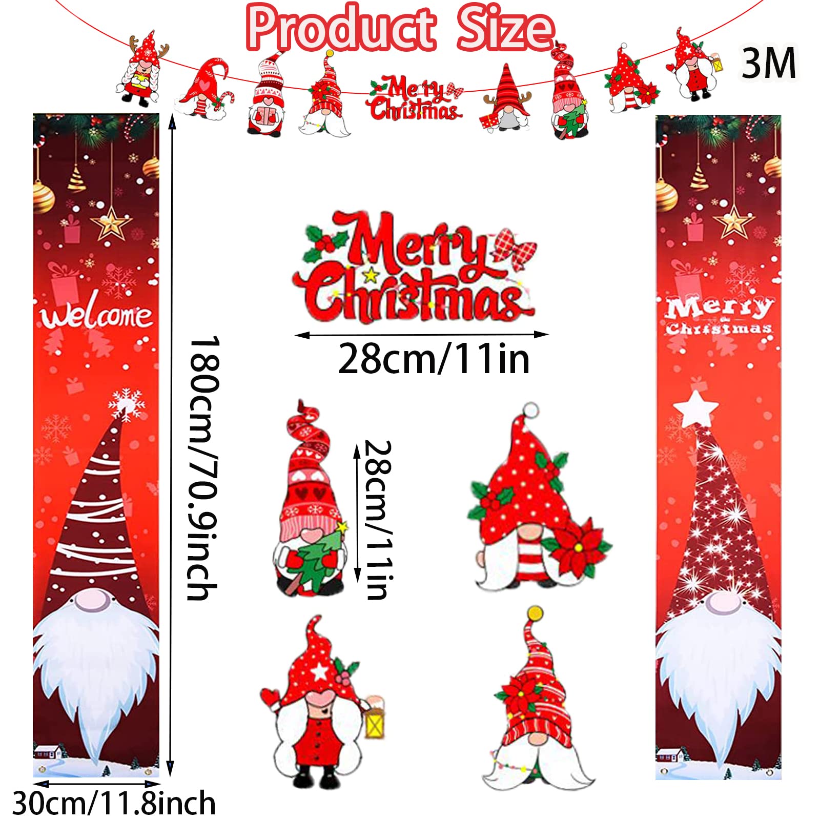 Shinybox Striscioni Natalizi, 2 Pezzi Segno di Portico, Buon Natale Banner da Appendere, Decorazioni per Porte, Patio, Finestra