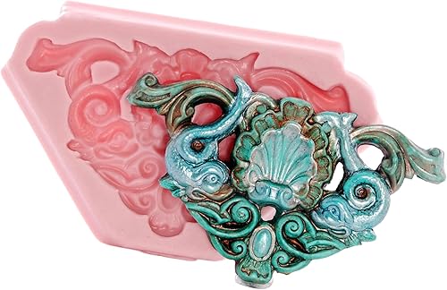 Shell Nautical Filigree Scroll Work Silicone Mold Food Safe Fondant, Gum Paste, Resin, Polymer Clay, Craft, Jewelry Food Mold.