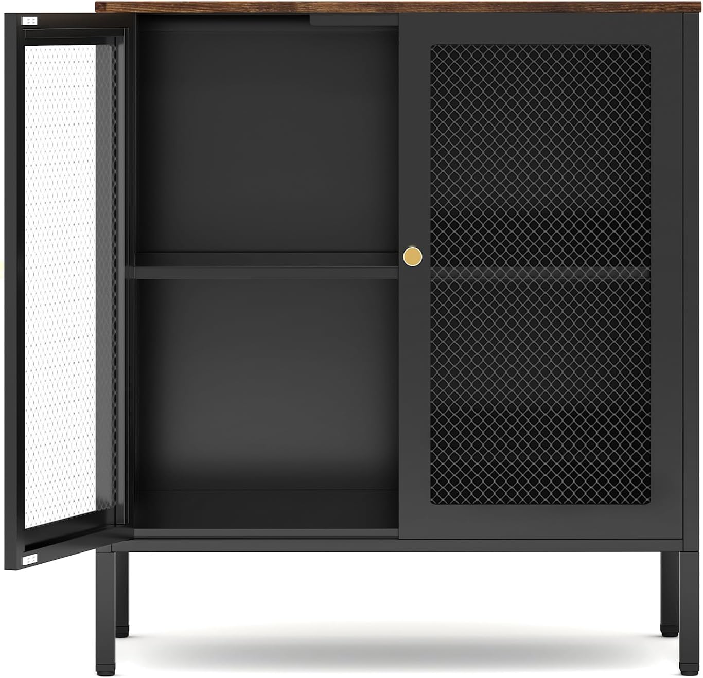 Metal Steel Storage File Cabinet Locker with Magnetic Grid Doors Adjustable Shelf for Home Office Black One Size