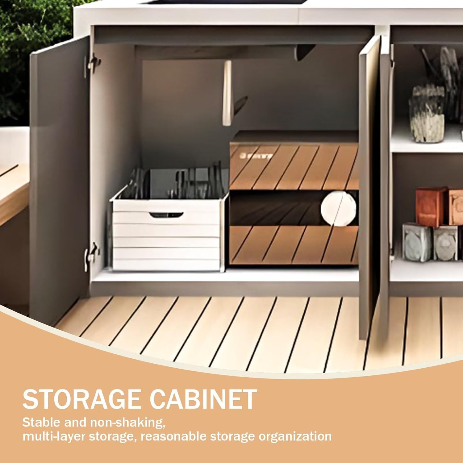 Outdoor Laundry Utility Sink Cabinet Includes Wood Color Retro Style,Kitchen Sink Cabinet with Ample Storage and Textured Countertop for Balcony,Patio(80IN)