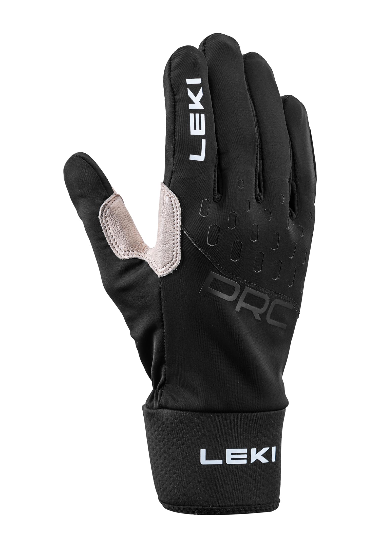 LEKI Prc Premium czarne – lekkie, wszechstronne rękawiczki do narciarstwa biegowego, rozmiar 8 – kolor czarny – piaskowy
