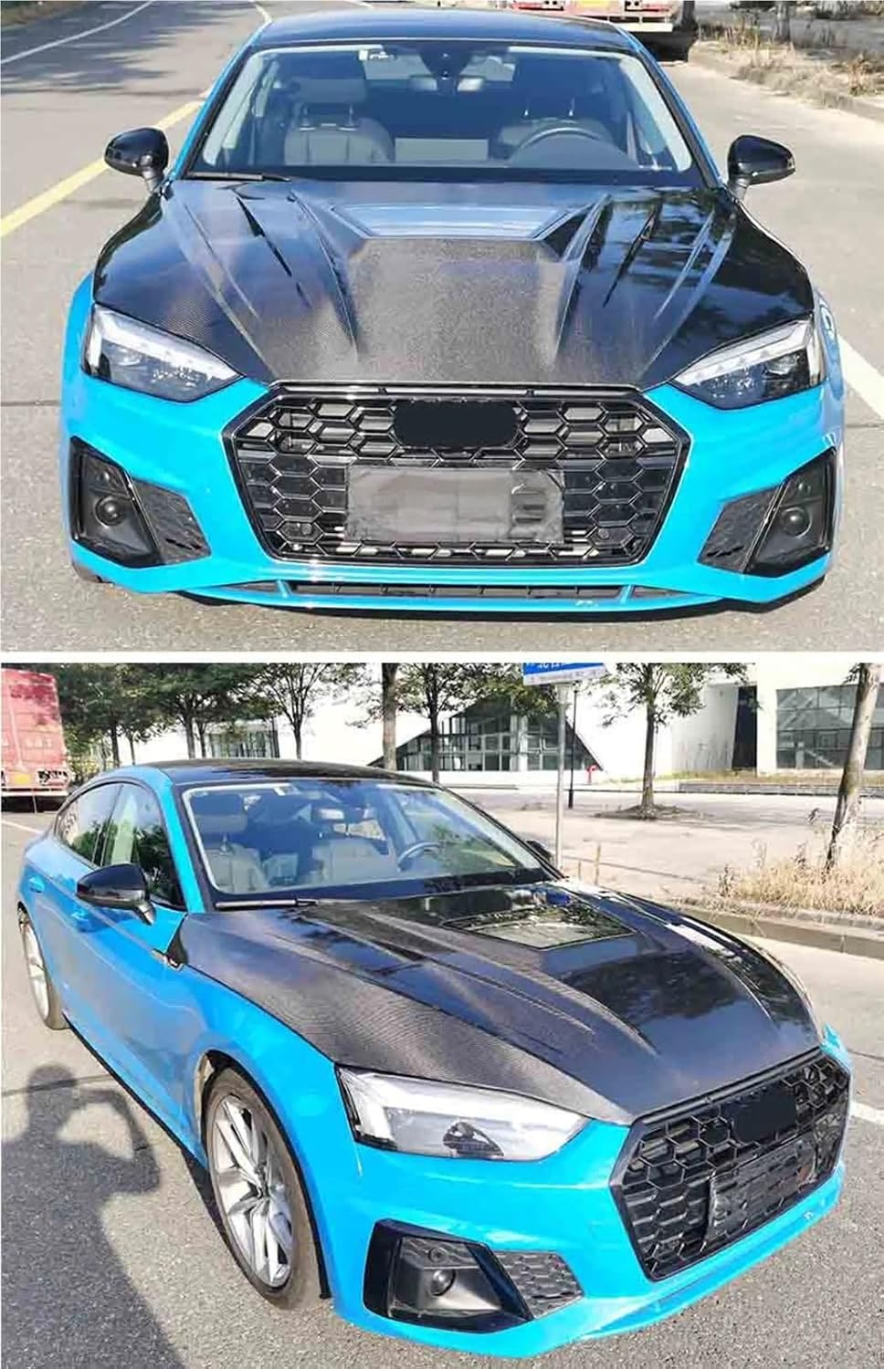 Carbon Fiber Front Engine Hood Clear Car Bonnet Compatible for A5 2017-2019