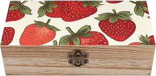 Strawberry Storage Box Wood Boxes with Hinged Lid Vintage Wooden Storage Boxes Wooden Keepsake Box Small Keepsake Box for Jewelry Craft Gifts Box for Home