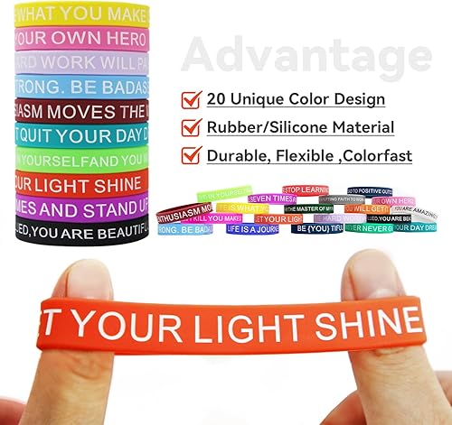 Miniatura 3 de 60 pulseras de silicona con cita motivacional, pulseras de goma inspiradoras de colores, impermeables, elásticas, unisex, para fitness, deportes,