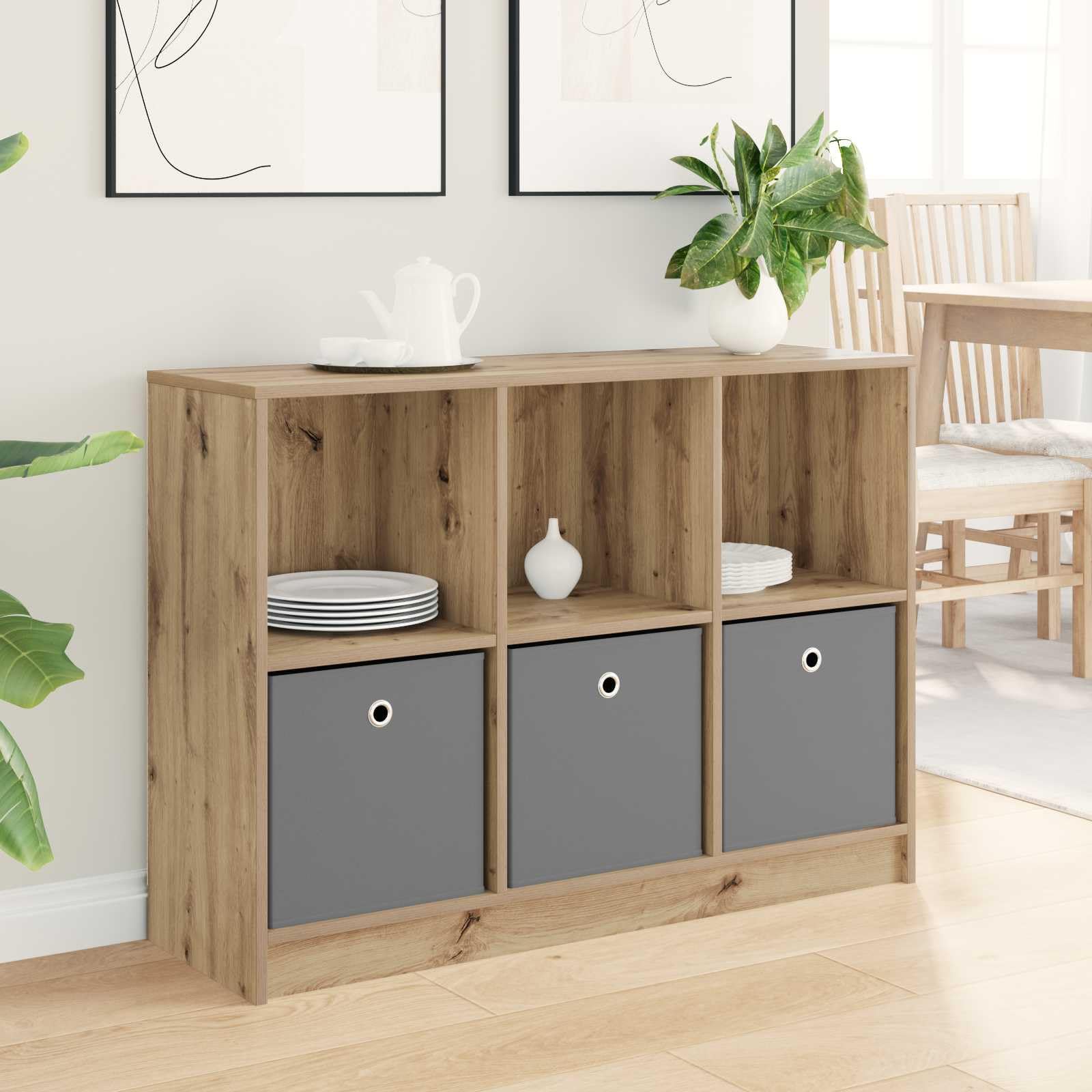 Générique Nowoczesny mebel pomocniczy z przestronnymi półkami, bufet dębowy rzemieślniczy 102 x 32 x 73,5 cm, do przechowywania książek i dekoracji, wpuszczane uchwyty, drewno konstrukcyjne,