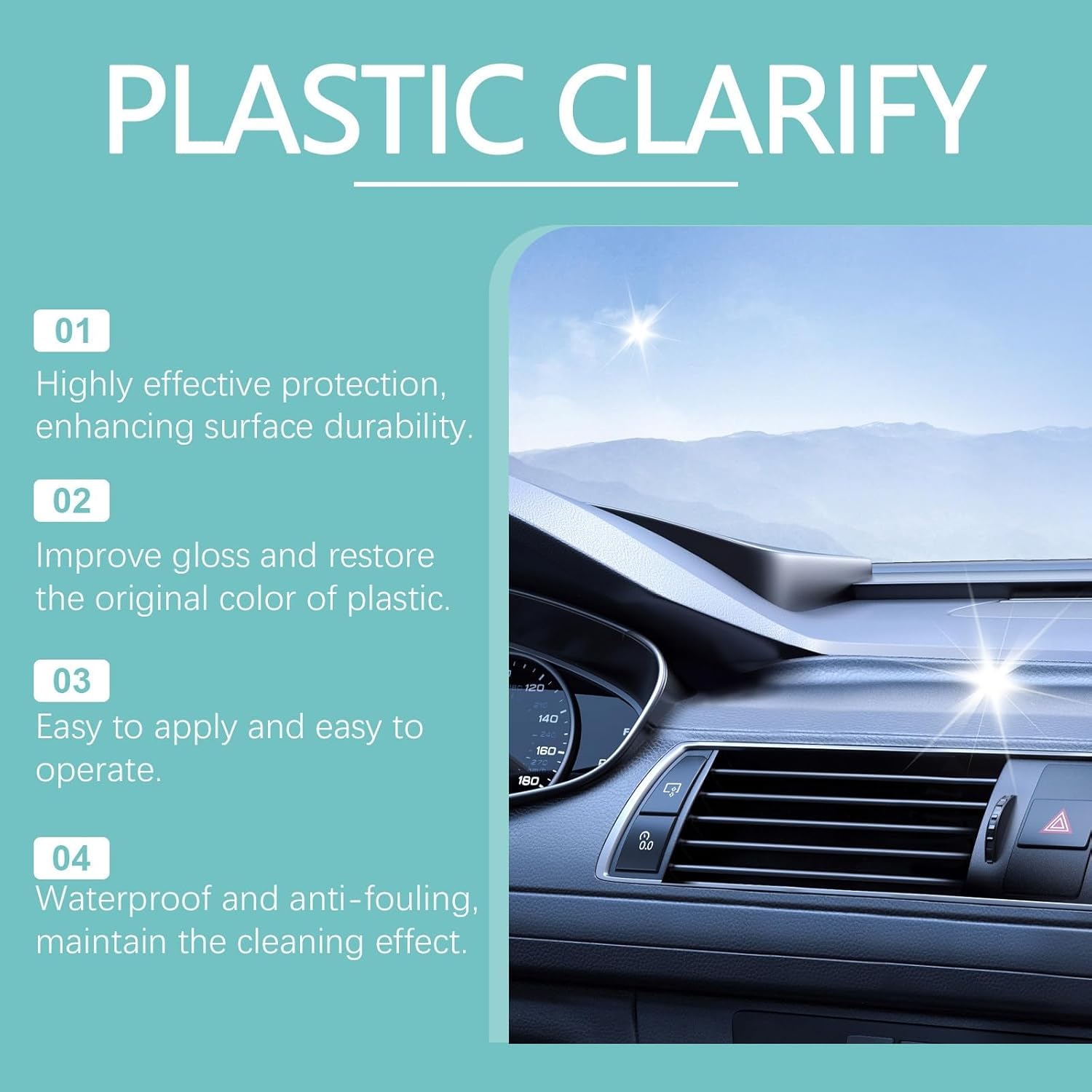 Interior Maintenance Refresher for Car, Plastic Clarify for Cars, Waterless Plastic & Trim Restorer Spray, Maintenance and Cleaning Restores Shine, 120ml/4.06oz (3Pcs)